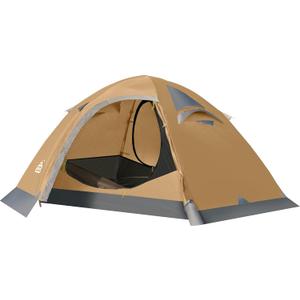 2 Person Backpacking Tent, Waterproof 4 Season Tent, Windproof Cold Weather Winter Tent for Camping, Hiking, Hunting, Cycling (Khaki)