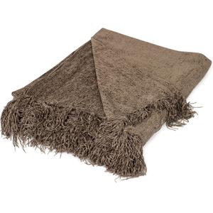 Internets Best Chenille Throw Blankets | Taupe | Ultra Soft Couch Blanket with Fringe | Light Weight Sofa Throw | 100% Microfiber Polyester | Easy Travel | Bed | 50 x 60