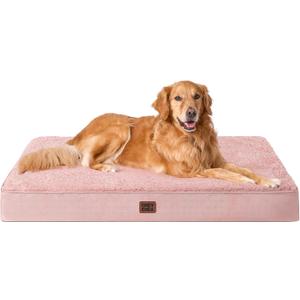 EHEYCIGA Orthopedic XL Dog Beds for Extra Large Dogs with Removable Washable Cover, Pink, 44x32