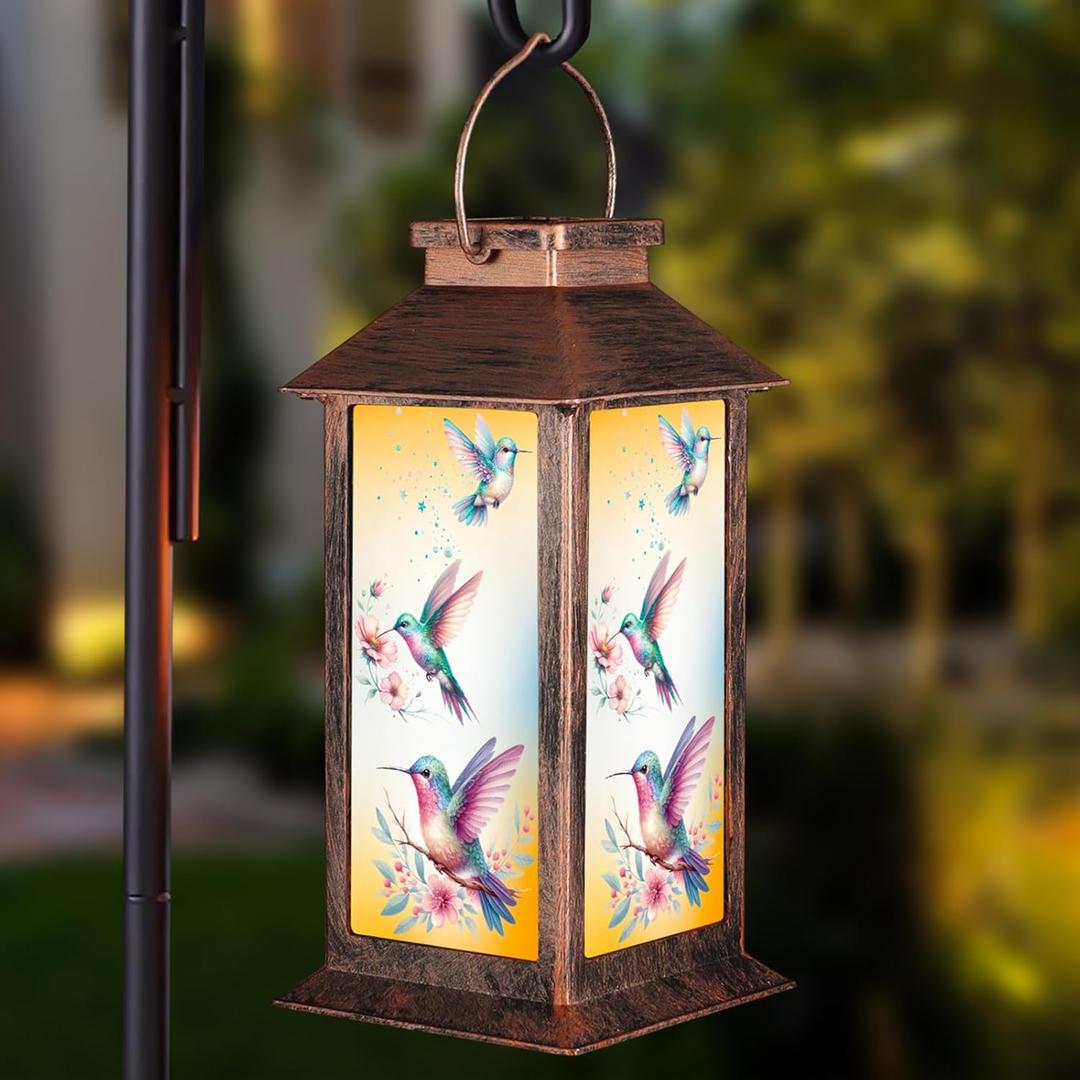 Solar Lanterns for Garden Decor,Waterproof Design Ideal Birthday Gifts for Women, Mom, and Grandma Solar LED Hanging Lights for Yard, Patio, Lawn, and Porch (Hummingbird)