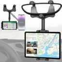 Charchendo Tablet Phone Mount for Car Rear View Mirror Fits 4-13'' Devices, 360 Retractable Rearview Mirror Phone Holder Anti-Shake Compatible with iPad Pro 12.9/Air/Mini, Galaxy Z, Garmin