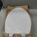 Mayfair Linden Slow Close Toilet Seat, Non Slip Heavy Duty Wood, Easy Install, Elongated, White