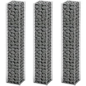 vidaXL Gabion Basket 3 Pcs, Gabion Wall for Plants Stone, Gabion Basket Post for Outdoor Garden Patio, Rock-stone Wall, Galvanized Wire