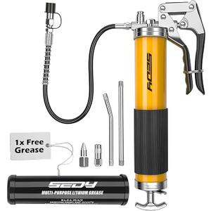 17 Piece Heavy Duty Grease Gun Kit: 14oz Grease Tube, Flexible Hose, 8000PSI Grease Pump, Grease Gun, Marine Tool, Durable Connectors, Adapters, Tubes
