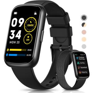 Fitness Tracker- Smart Watches for Women Men with 24/7 Heart Rate Monitor Blood Oxygen Sleep Tracker, Waterproof Fitness Watch, Activity Smartwatch for Android iPhone, Calorie Distance Pedometer, Gift (Black and Ink Black)