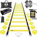 20ft Sports Agility Ladder for Men Women and Kids, Speed Youth Soccer Agility Training Equipment for Football, Exercise, Tennis, Legs Workout with Speed Parachute and Carry Bag