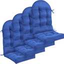 Geelin 4 Pcs Outdoor Patio Chair Cushion Thick High Back Adirondack Chair Cushion Tufted Weather & Fade Resistant Anti-Slip Outside Rocking Chairs Pads with Ties, 44 x 19 x 4 Inch (Navy)