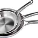 ROVSUN 8-10-12 Inch Stainless Steel Cookware Set, 3 pcs Tri-Ply Skillets Set, Full Clad Stainless Steel Chef's Pan, PFOA & PTFE Free Skillets, Compatible for All Cooktops, Dishwasher & Oven Safe, 3-Pieces Skillets
