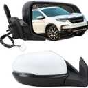 Right Passenger Side Mirror Compatible With 2016 2017 2018 2019 2020 2021 2022 Honda Pilot With Manual Folding Power Glass Turn Signal Light Heated White Replace#76200TG7A81ZD (6Pins)
