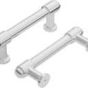 Hickory Hardware 1 Pack Solid Core Kitchen Cabinet Pulls, Luxury Cabinet Handles, Hardware for Doors & Dresser Drawers, 3 Inch Hole Center, Chrome, Piper Collection