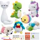Crochet Kit for Beginners  6 PCS Crochet Animal Kit, Knitting Beginners Kids Kit with Step by Step Videos, Yarn, Crochet Hook, Great Birthday Holiday Gift (Knitting Kit 2)