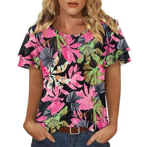CRAZY GRID Womens Summer Tops Spring Shirts Trendy Vacation Outfits Short Sleeve Business Tshirts Fashion Casual Blouses (Black, L)