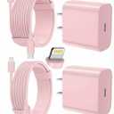 FEEL2NICE iPhone Charger Fast Charging 2 Pack Type C Wall Charger Block with 2 Pack [6FT&10FT] Long USB C to Lightning Cable for iPhone 14/13/12/12 Pro Max/11/Xs Max/XR/X,AirPods Pro,Pink