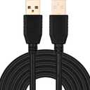 Tan QY USB A to A Male Cable 50Ft, Double End USB Cord with Gold-Plated Connector for Hard Drive Enclosures, Printers, Modems, Cameras(15M/50Ft)