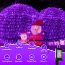 YEGUO Net Lights Outdoor Mesh Lights, 12ft x 5ft 360 LED Purple Bush Light Outdoor Waterproof, 8 Modes Connectable Clear Wire Christmas Light Plug in