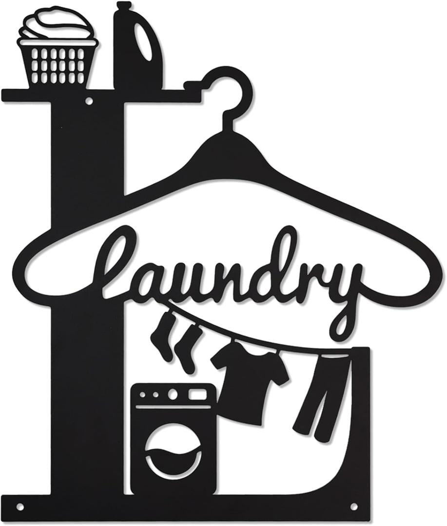 AHYS Laundry Room Decor Sign Rustic Home Decor Farmhouse Metal Hanging Wall Art for Laundry Room, Bathroom, Kitchen - 11.8x13.8 Inches