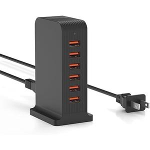 VPSUN USB CHARGER 6 Port 50W Multi USB Tower charging station for multiple devices iPhone 15/14/14pro