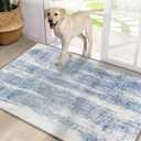 CRISTGEE Door Mat, Front Indoor Door Mat Faux Wool Non-Slip Entryway Rug Absorbent Abstract Throw Rug for Indoor Entrance Hallway Laundry Room, 32X48 Inches, Modern Blue Washable