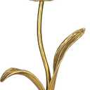 Candle Holder, Cut Rose Shaped Brass Candle Holder High-end Light Luxury Creative Art Crystal Glass Flower Candle Sticks Holder Decor Marble Disc Base Romantic Ambiance Table Decoration