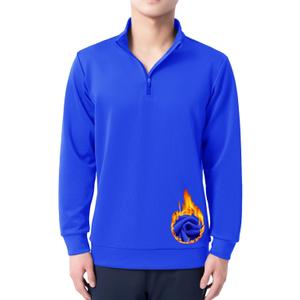 DEVOROPA Boys 1/4 Zip Pullover Jacket Fleece Lined Long Sleeve Kids Running Workout Tops Water Resistant Golf Thermal Shirts (Large, Royal Blue)