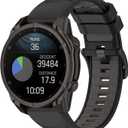 Compatible with Garmin Fenix 8 Replacement Wrist Band - 22mm Replacement Silicone Wrist Watch Band Strap Compatible with Garmin Fenix 8/8 Pro Amoled 47mm(Black+Gray)