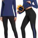 Thermal Underwear Women Long Johns Set Fleece Lined Warm Base Layer Long Sleeve for Weather Top Bottom Pajama (Small, Dark Blue)