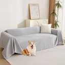 MYSKY HOME Sofa Cover for Dogs Washable for Loveseat, Boho Couch Cover Cover for Sofa, Couch Cover Blanket Soft Thick Durable Tassel Sofa Slipcovers Furniture Protector, 71"x 118", Light Grey