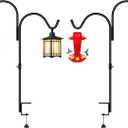 Gtongoko 35 Inch 2 Pack Double Deck Hook for Railing, Deck Bird Feeder Pole with 3 Inch Strengthened Clamp for Hanging Bird Feeders, Lanterns, Wind Chimes, Flower and Plant Baskets