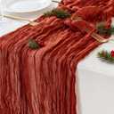 Sioloc Terracotta Table Cloth Cheesecloth Table Runner 10ft Rustic for Tea Wedding Party Baby Bridal Centerpiece Fall Decor for Home Halloween Thanksgiving (1Pc)