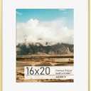16x20 Gold Frame, 16x20 Frame Matted to 11x14, Metal 16 x 20 Picture Frames For Wall,Aluminum 16 by 20 Poster Frame with HD Tempered Glass, Wall Hook Included (Gold, Pack of 1)