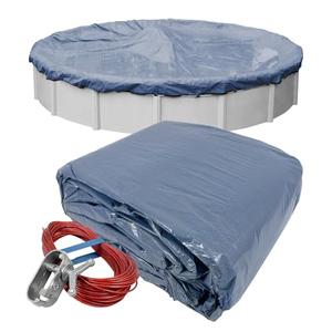 Pool Mate 18 ft Blue Winter Pool Cover for Above Ground Pools, 3 ft Overlap (21 ft Cover Size), Solid 7 x 7 Scrim, 2.2 oz/yd2 Style: 4618PMA