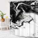 Black and White 60Wx72H Shower Curtain Abstract Gery Marble Modern Neutral Ombre Minimalist Elegant Ink Texture Chic Simple Bathroom Curtain Set Aesthetic Bath Bathroom Accessories Decor