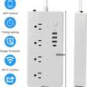 Smart Power Strip WiFi Surge Protector Extension Cord Voice Control Compatible with Alexa Google Assistant, 4 AC Outlets 4 USB Port, Individual Remotely Control, Timer Schedule, No Hub Required