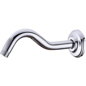 8 Inch Polished Chrome S Shaped Curved Shower Arm, Stainless Steel Gooseneck Shower Head Pipe, Wall Mounted Rain Angled Shower Neck with Flange