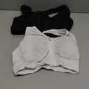 Women's Zip Front Sports Bra Wireless Post-Surgery Bra Active Yoga Sports Bras (Large, Black+white-2 Pack)