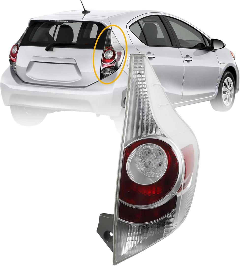 Dasbecan Right Tail Light Compatible with 2012 2013 2014 Toyota Prius C Taillight Lens Cover w/o Bulbs Replaces # 81551-52A80