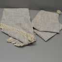 CHF McKenzie Striped Window Kitchen Curtain Tier Pair, Rod Pocket, 28W x 36L inch, Beige