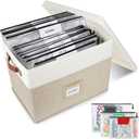 Board Game Storage, Board Game Organizer with 12pcs Zipper Bags and Writable Stickers, Board Organizers Storage with Lid for Office Supplies, Puzzles, Video Game, Craft Product (1-Pack Large, Beige)