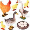 Farm Animal Toys for Kids 3 4 5 6 7 Years Old, Realistic Barn Farm Animal Figurines with Hen Duck Goose Figures,Educational Poultry Farm Playset for Birthday Gift Cake Topper