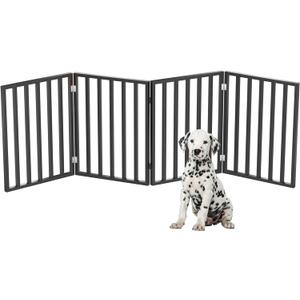 Indoor Pet Gate - 4-Panel Folding Dog Gate for Stairs or Doorways - 72x24-Inch Freestanding Pet Fence for Cats and Dogs by PETMAKER (Black)