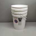 United Solutions 5 Gallon Bucket - 3 Pack, White, Heavy Duty BPA-Free Plastic Bucket, Comfortable Handle, Easy to Clean, Perfect for on The Job, Home Improvement, or Household Cleaning