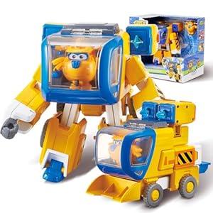Super Wings Transformable Toys, 7 in Donnie Super Mecha Equipment Robot & 2 in Transforming Suit, 3-in-1 Airplane Robot Cars Figures, Vehicles Toys for Kids Age 3 4 5 6 7 Year Old Boys