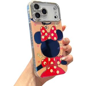 for iPhone 17 Pro Max Case Bling Camera Lens Protection Glitter Bling Cute Pattern Printed Design Soft Bumper Hard Back Shockproof Protective Case for Girls and Women - Minnie