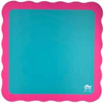 Mini Mahjong Mat (4 Color Combinations) | Scalloped Edges & Bright Colors | 21" x 21" (Green Center- Pink Scallop)