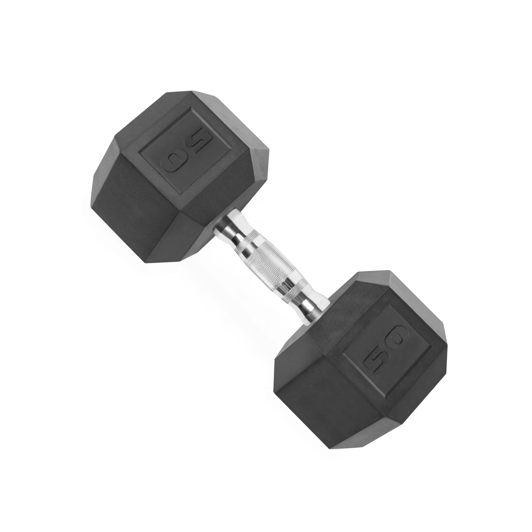 CAP Barbell Coated Hex Dumbbell, Single, 50 lb, Black