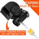FARBIN Air Horn for Truck,Compact Train Horn,Electric Car Horn 12V 150db Super Loud with Wiring Harness for Any 12V Vehicles (Black)