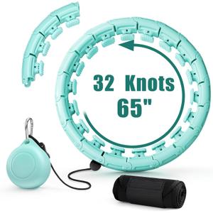 Weighted Fit Hoop Plus Size with Extra Sweat Belt for Adult Weight Loss, 32 Detachable Links Smart Fitness Hoop, Fitness and Massage 2 in 1, Great for Adults and Beginners (Mint Green)