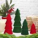 Aneco 4 Pack Velvet Ceramic Christmas Tree Christmas Indoor Decorations Modern Cone Xmas Tabletop Decor for Home Entryway Table Mantel Centerpiece Winter Holiday Party Supplies, Green, Red