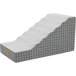 Pets Ramp for High Beds, Small Dogs & Senior Cats - Non-Slip Texture & Machine Washable Cover - Supportive Foam for Joint Comfort, Easy Climb for Couch, Sofa, Furniture (Grey)