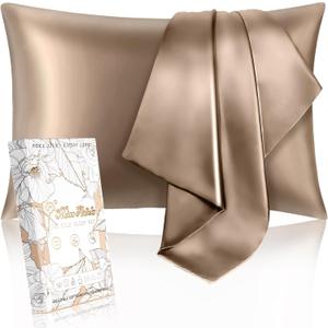 Miss Adola 2 Pack Mulberry Silk Pillow Case for Hair and Skin 19 Momme Standard 26"x20" Taupe Brown Silk Pillowcase Soft Smooth Silk Pillowcase Sleeping for Moms, Women